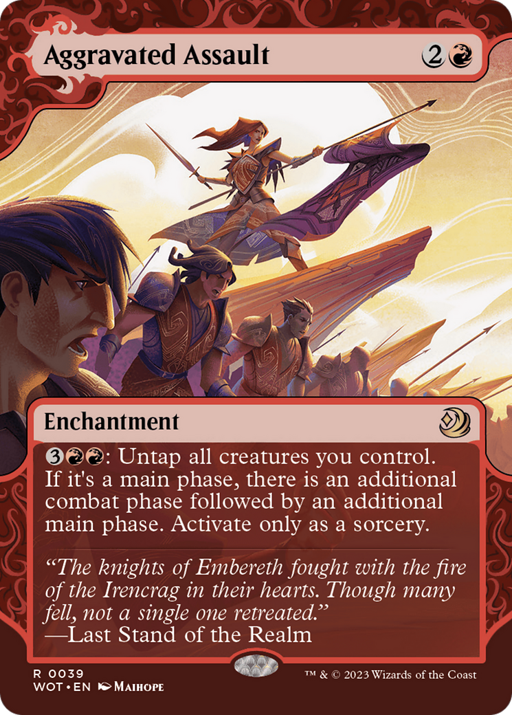 Aggravated Assault (WOT-039) - Wilds of Eldraine: Enchanting Tales: (Showcase) (Borderless) - Magic The Gathering