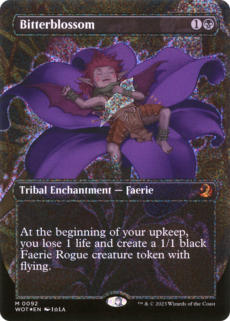 FOIL Bitterblossom (Anime Borderless) (Confetti Foil) (WOT-092) - Wilds of Eldraine: Enchanting Tales - Magic The Gathering