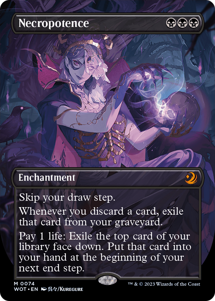 FOIL Necropotence (Anime Borderless) (WOT-074) - Wilds of Eldraine: Enchanting Tales - Magic The Gathering