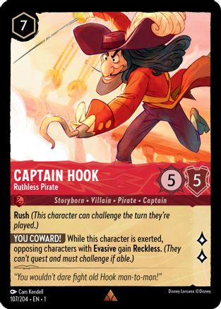 Captain Hook - Ruthless Pirate (107/204) - The First Chapter Cold Foil - Lorcana
