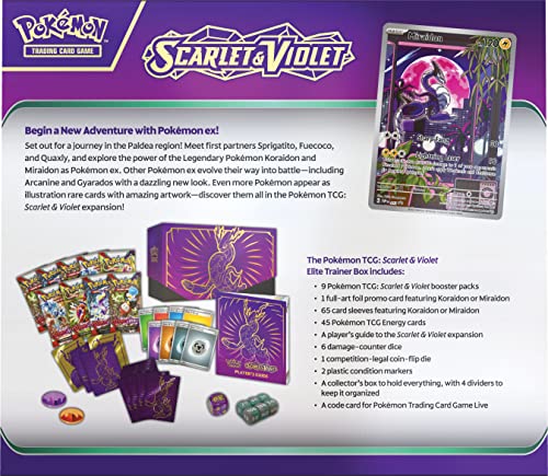 Pokémon TCG: Scarlet and Violet Elite Trainer Box - Miraidon Purple (1 Full Art Promo Card, 9 Boosters and Premium Accessories)