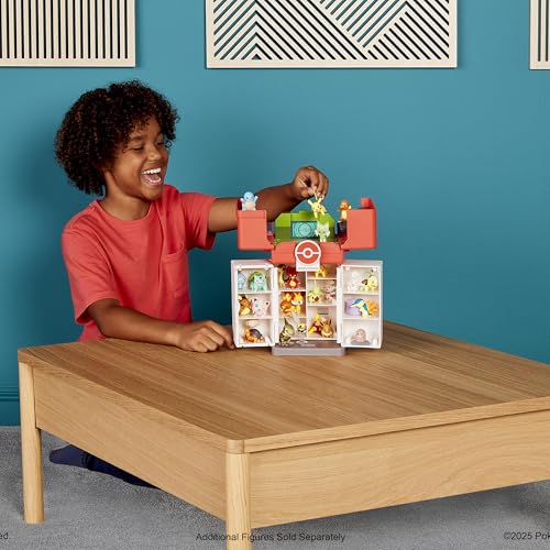 Jazwares Pokémon Play ‘N’ Display Case - Multi-Level Storage Unit with Rooftop Arena and Space for 35+ 2-Inch Battle Figures