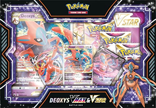 Pokémon TCG: Deoxys VMAX & VSTAR Battle Box (3 Foil Promo Cards, 1 Oversize Foil Card & 4 Booster Packs)