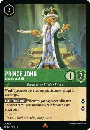 Prince John - Greediest of All (89/204) - Rise of the Floodborn - Lorcana