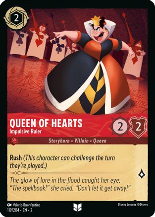 Queen of Hearts - Impulsive Ruler (119/204) - Rise of the Floodborn Cold Foil - Lorcana