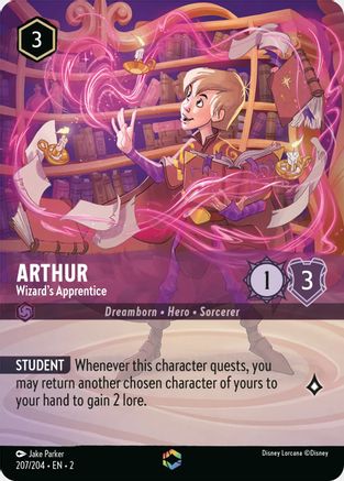 Arthur - Wizard's Apprentice (Enchanted) (207/204) - Rise of the Floodborn Holofoil - Lorcana