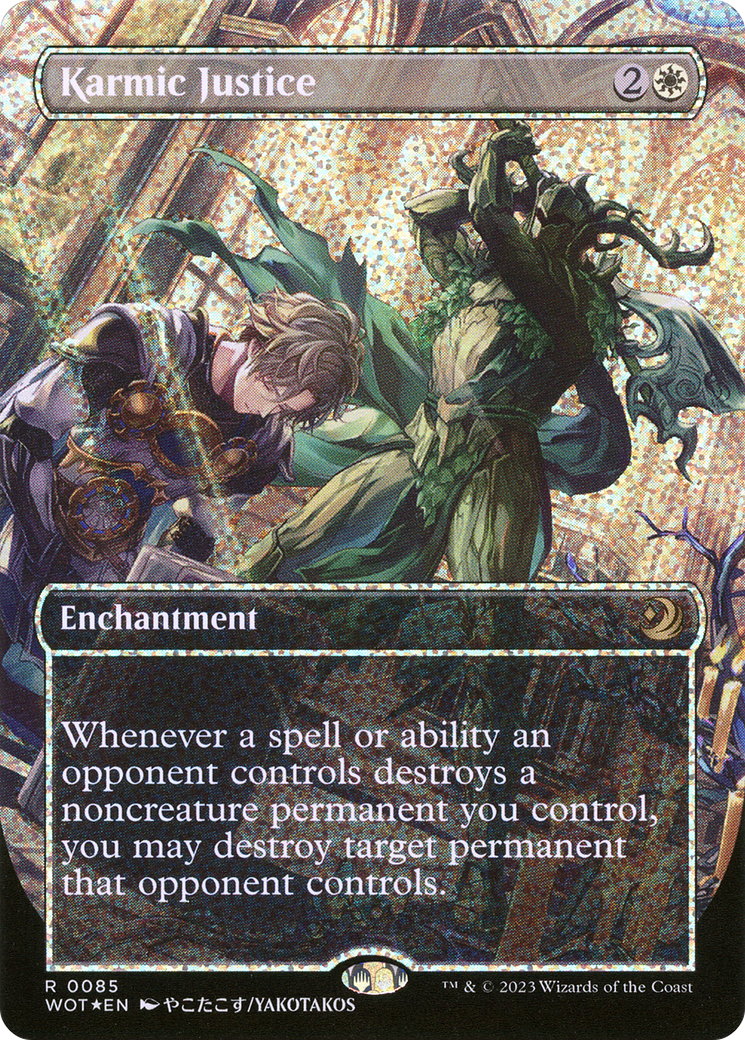 FOIL Karmic Justice (Anime Borderless) (Confetti Foil) (WOT-085) - Wilds of Eldraine: Enchanting Tales - Magic The Gathering