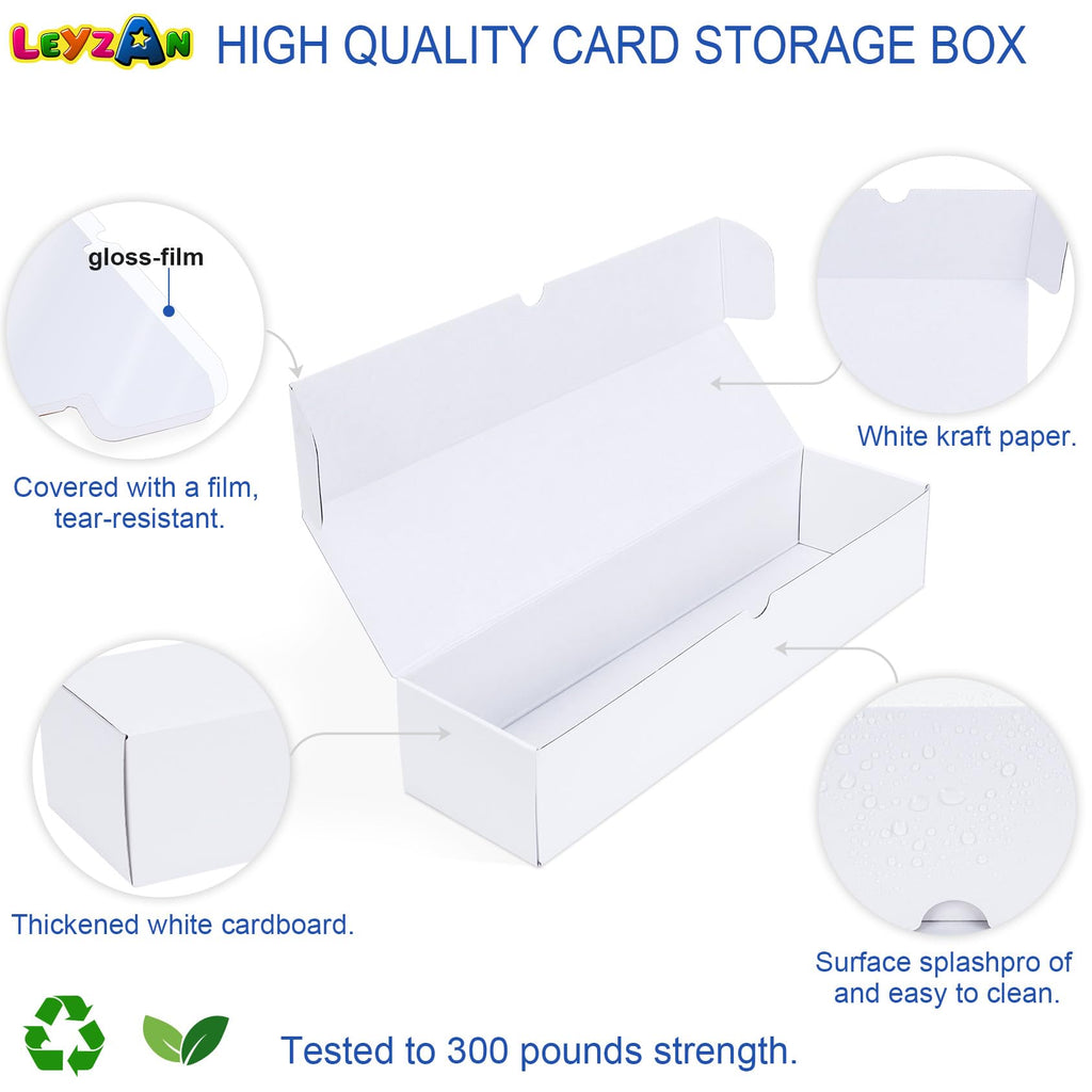 Leyzan Trading-Card Storage Box, 8-Pack • 1000 Count Corrugated Cardboard Storage Box with dividers & labels for TCG/Magic/Mtg storage and Collection, 14.4 INCH Horizontal