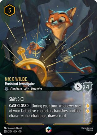 Nick Wilde - Persistent Investigator (Enchanted) (239/204) - Whispers in the Well HOLOFOIL