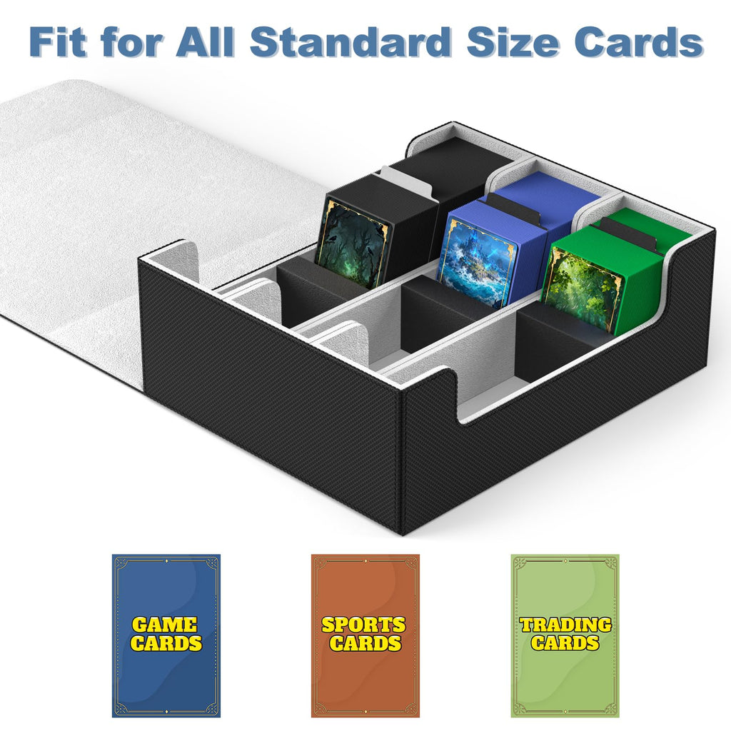Mlikero Card Deck Case for Trading Cards 1800+, Trading Card Storage Box with 10 Dividers and 3 Foam Stoppers, Leather Magnetic Closure Commander Deck Box Fit for YuGiOh, MTG and Sport Cards