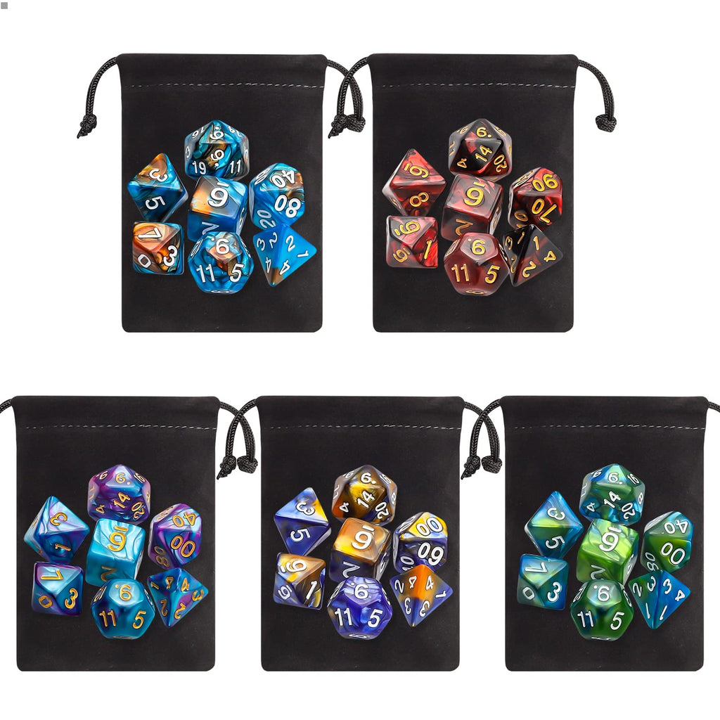 CiaraQ Polyhedral Dice Set - DND Role Playing Dice for Dungeons and Dragons RPG Table Games, Double-Color, 35pcs