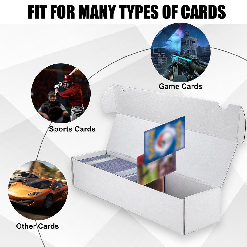 XRACV Trading Card Storage Box, 10-Pack 1100 Count White Corrugated Cardboard Bulk Sports Storage Box for TCG/Magic/Mtg Basketball Cards, Collectible Trading Cards