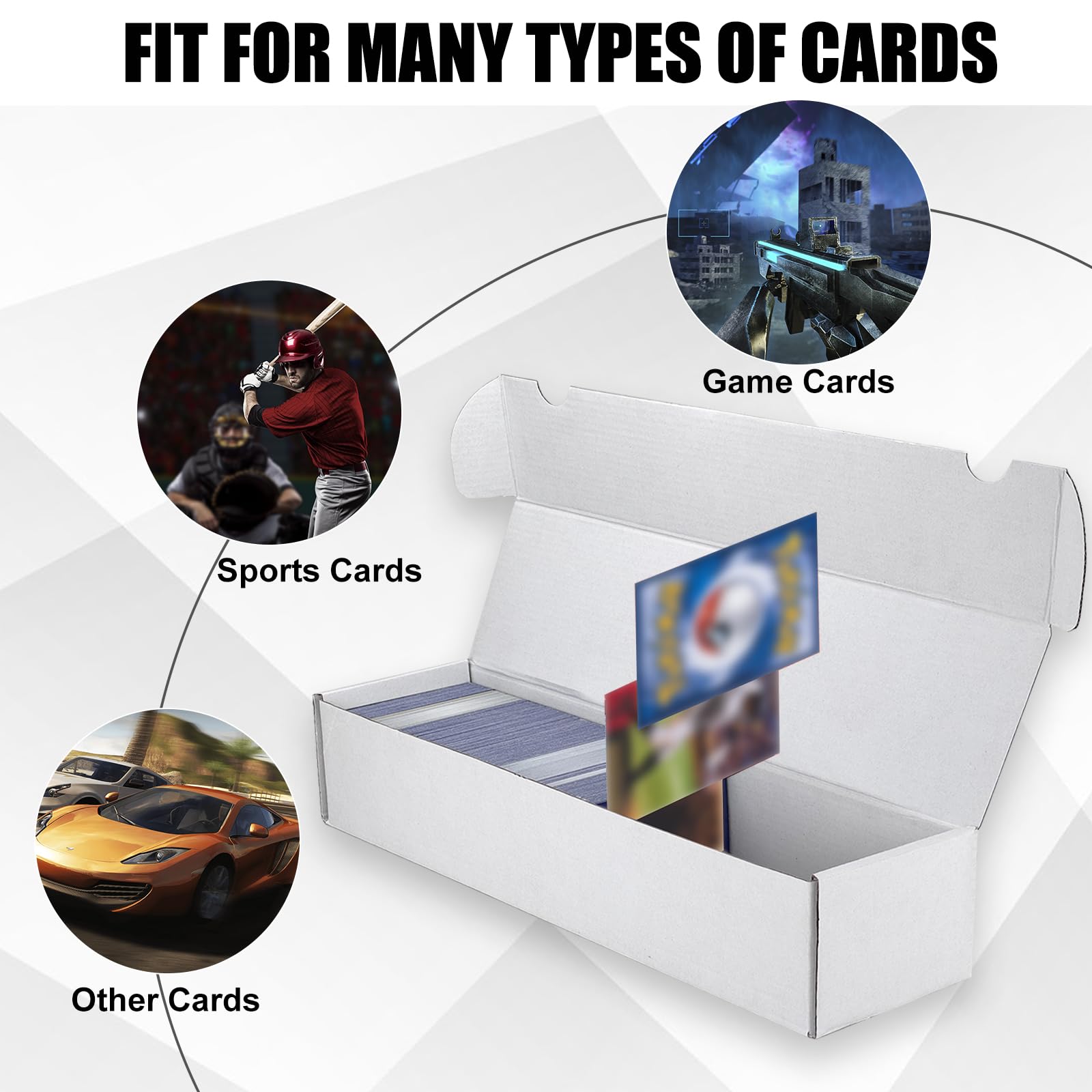 XRACV Trading Card Storage Box, 10-Pack 1100 Count White Corrugated Cardboard Bulk Sports Storage Box for TCG/Magic/Mtg Basketball Cards, Collectible Trading Cards