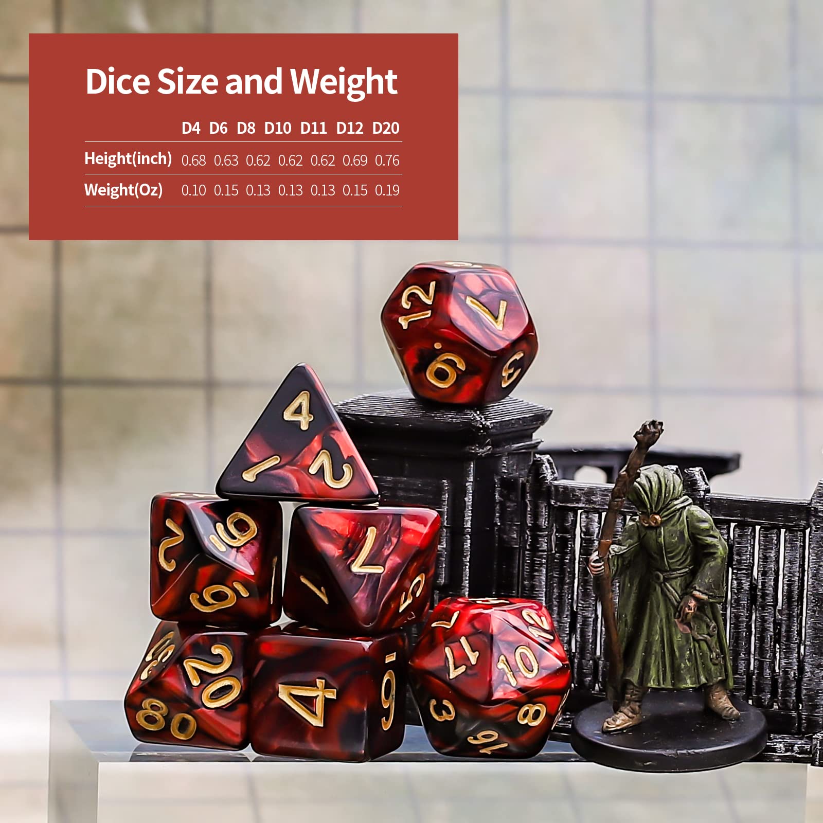 CiaraQ Polyhedral Dice Set - DND Role Playing Dice for Dungeons and Dragons RPG Table Games, Double-Color, 35pcs