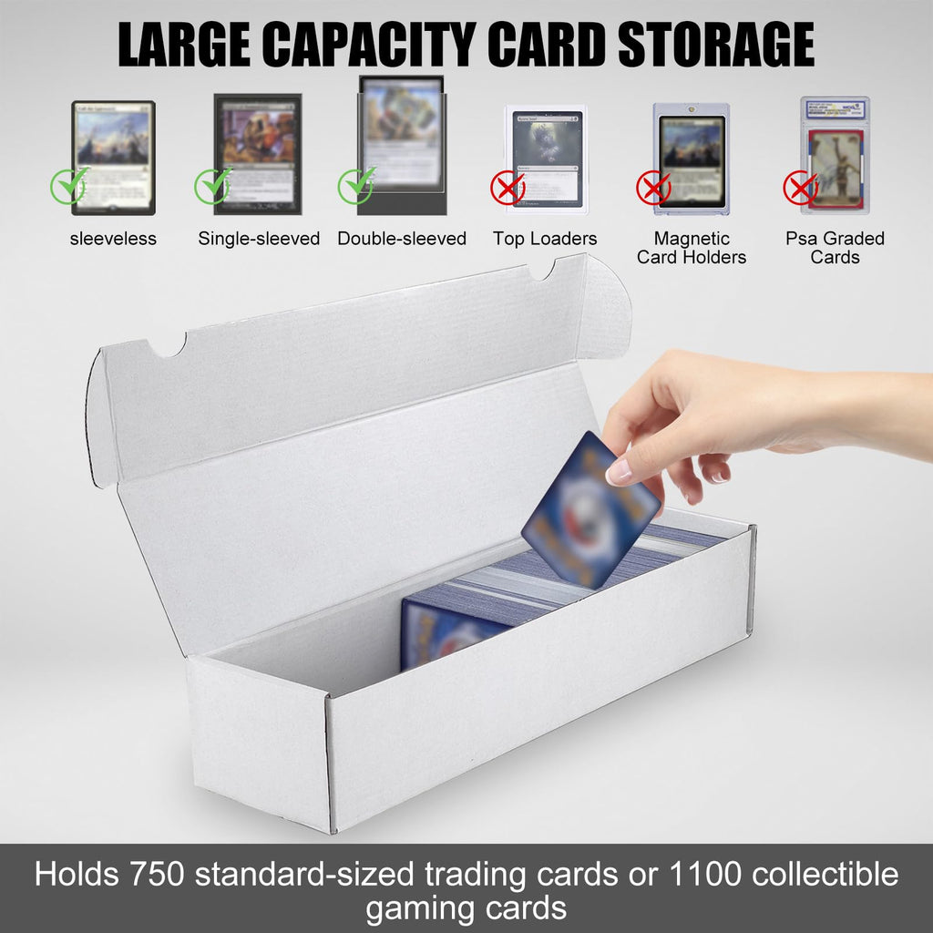 XRACV Trading Card Storage Box, 10-Pack 1100 Count White Corrugated Cardboard Bulk Sports Storage Box for TCG/Magic/Mtg Basketball Cards, Collectible Trading Cards