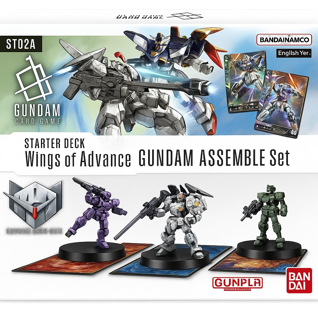 BANDAI Gundam Card Game Assemble Starter Set - Wings of Advance (ST02A) - 50 Cards, 3 Gundam Minis