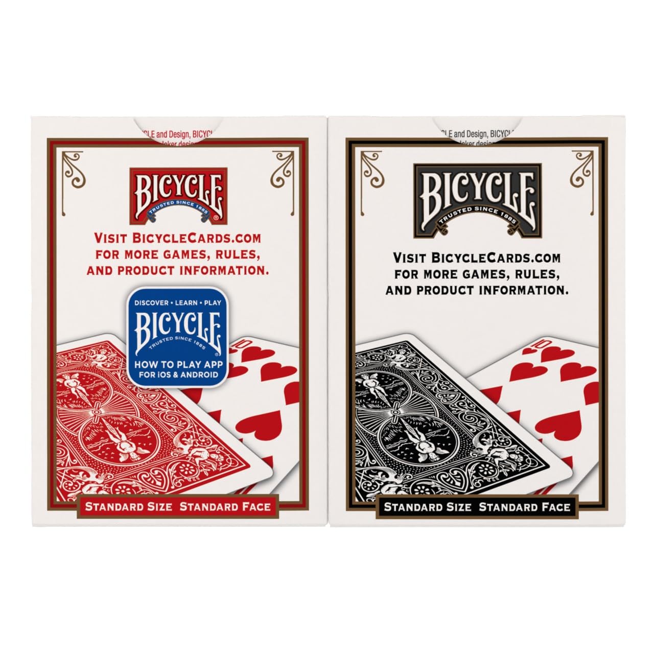 Bicycle Playing Cards 4 Pack, Standard Index Poker Size Decks in Red and Black for Poker, Blackjack, Rummy, Family Game Nights, and Classic Card Games, All Ages