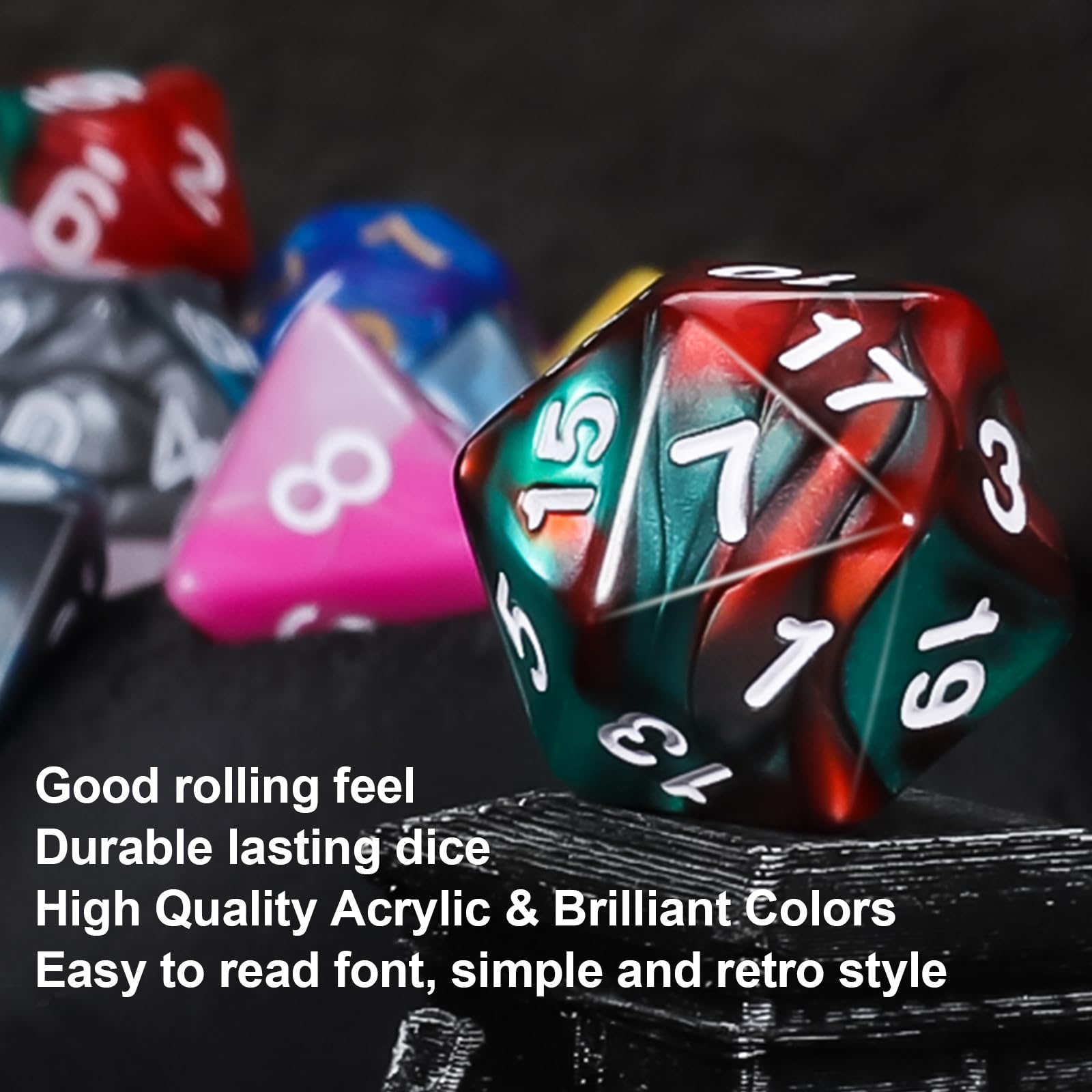 QMAY Polyhedral Dice - 8PCS Mystery Dice Set, Various Styles, Random D&D Dice Patterns & Dice Bag, DND Gifts, Suitable for Dungeons and Dragons, RPG, MTG,Role Playing Table Game