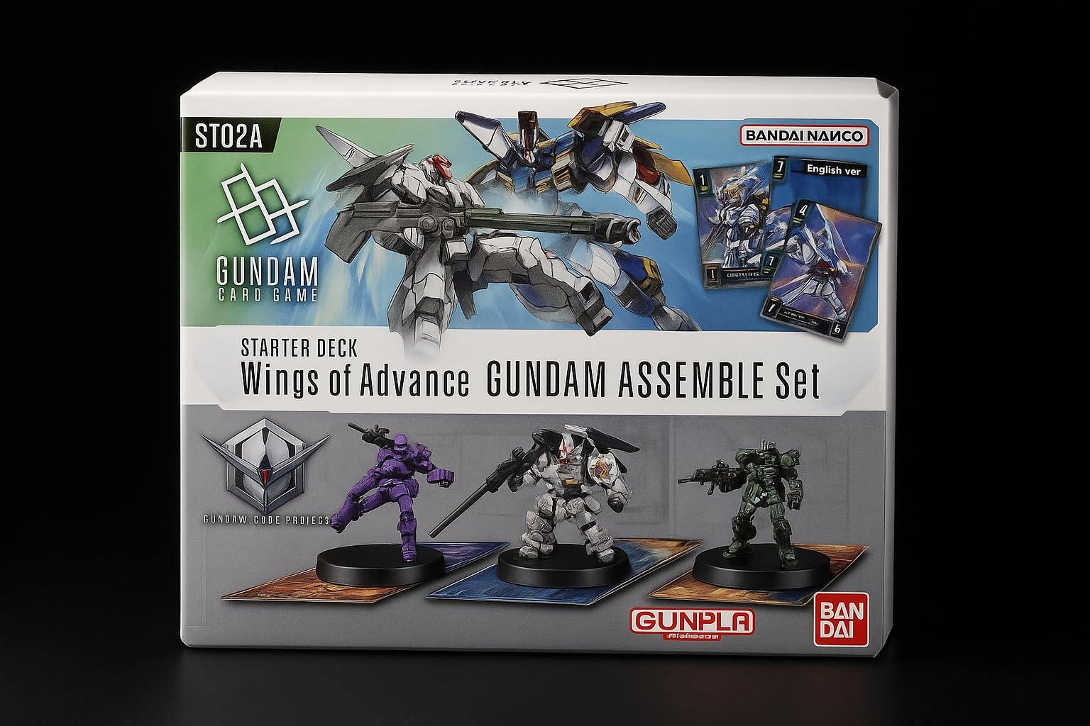 BANDAI Gundam Card Game Assemble Starter Set - Wings of Advance (ST02A) - 50 Cards, 3 Gundam Minis