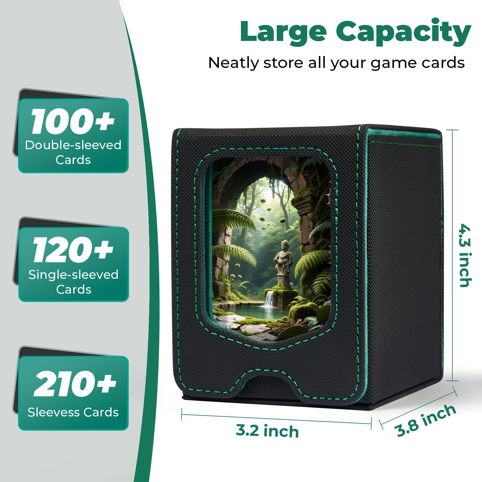 Fabmaker Deck Box Compatible with MTG Commander, (patent Pending) Magnetic Trading Card Storage Box with Commander, Fits 100 Double-Sleeved Cards, Card Box Compatible with Magic the Gathering, Red