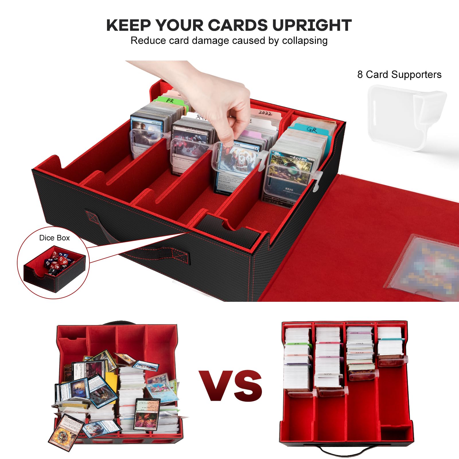 Gomyrod Card Storage Box 3200+ MTG Deck Box with 30 Colorful Divider, 4 Row Commander Trading Card Cases with Portable Handle & Display Windows, Fits for MTG/TCG/Magic Cards, Patented Design