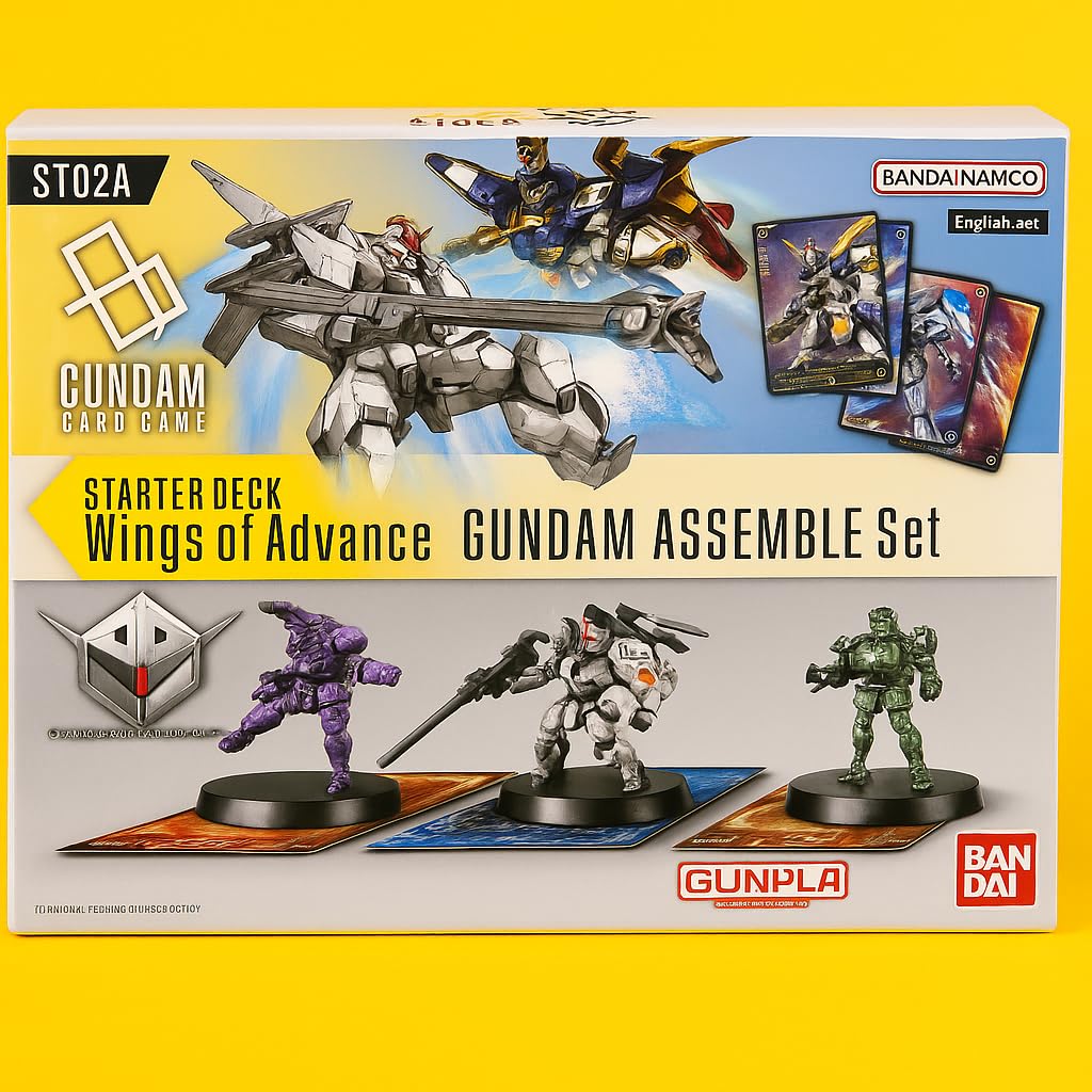 BANDAI Gundam Card Game Assemble Starter Set - Wings of Advance (ST02A) - 50 Cards, 3 Gundam Minis