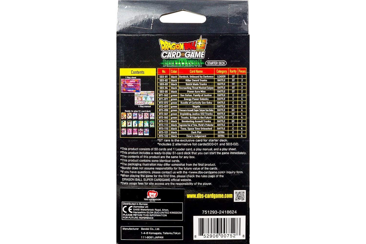 Dragon Ball Z Super The Dark Invasion Starter Deck Series 3 Cross Worlds