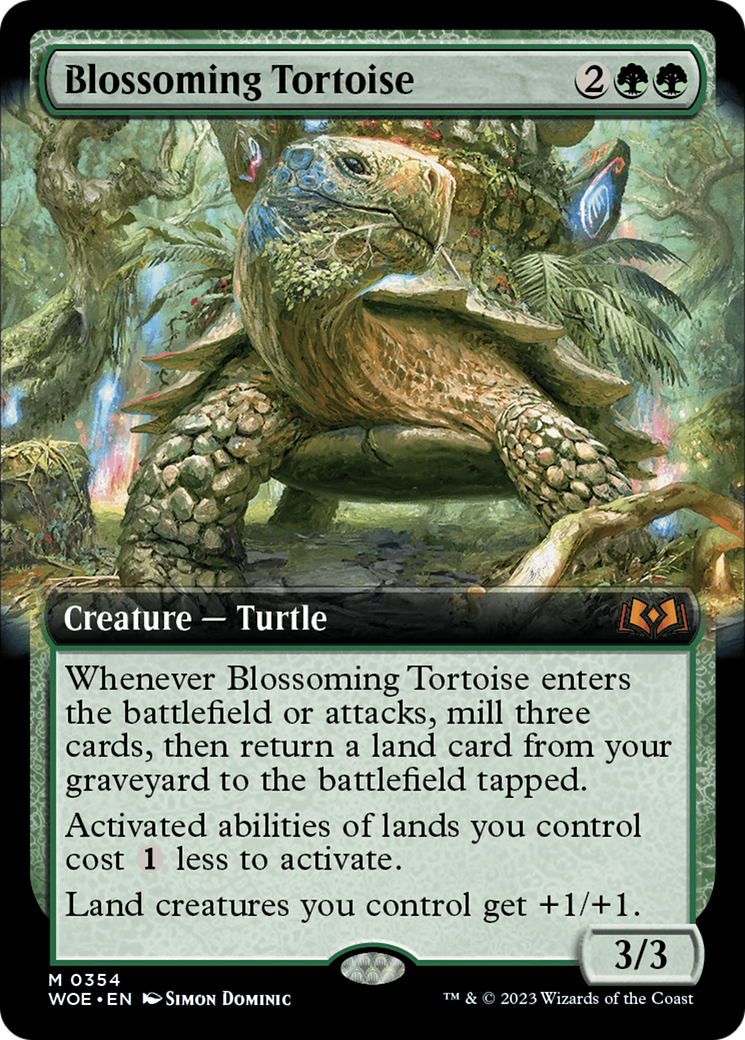 FOIL Blossoming Tortoise (Extended Art) (WOE-354) - Wilds of Eldraine - Magic The Gathering