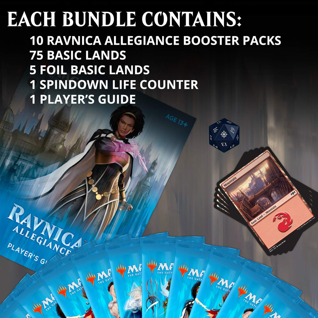 Magic: The Gathering Ravnica Allegiance Bundle | 10 Booster Packs + Land Cards (230 Cards) | Accessories
