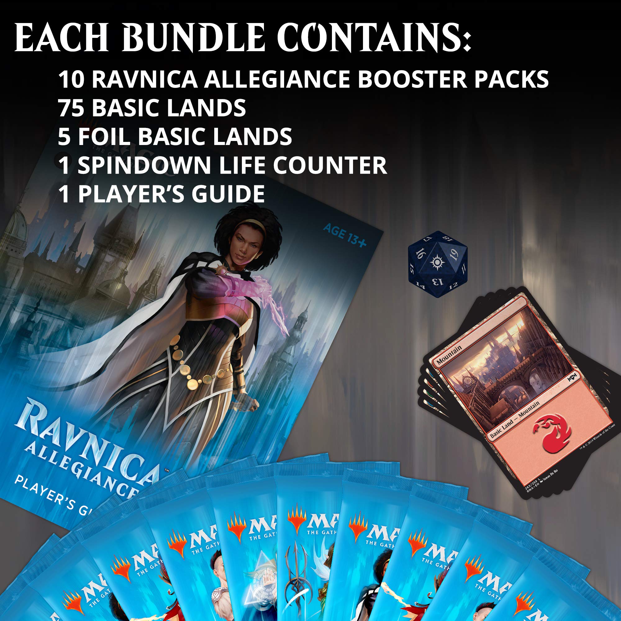 Magic: The Gathering Ravnica Allegiance Bundle | 10 Booster Packs + Land Cards (230 Cards) | Accessories