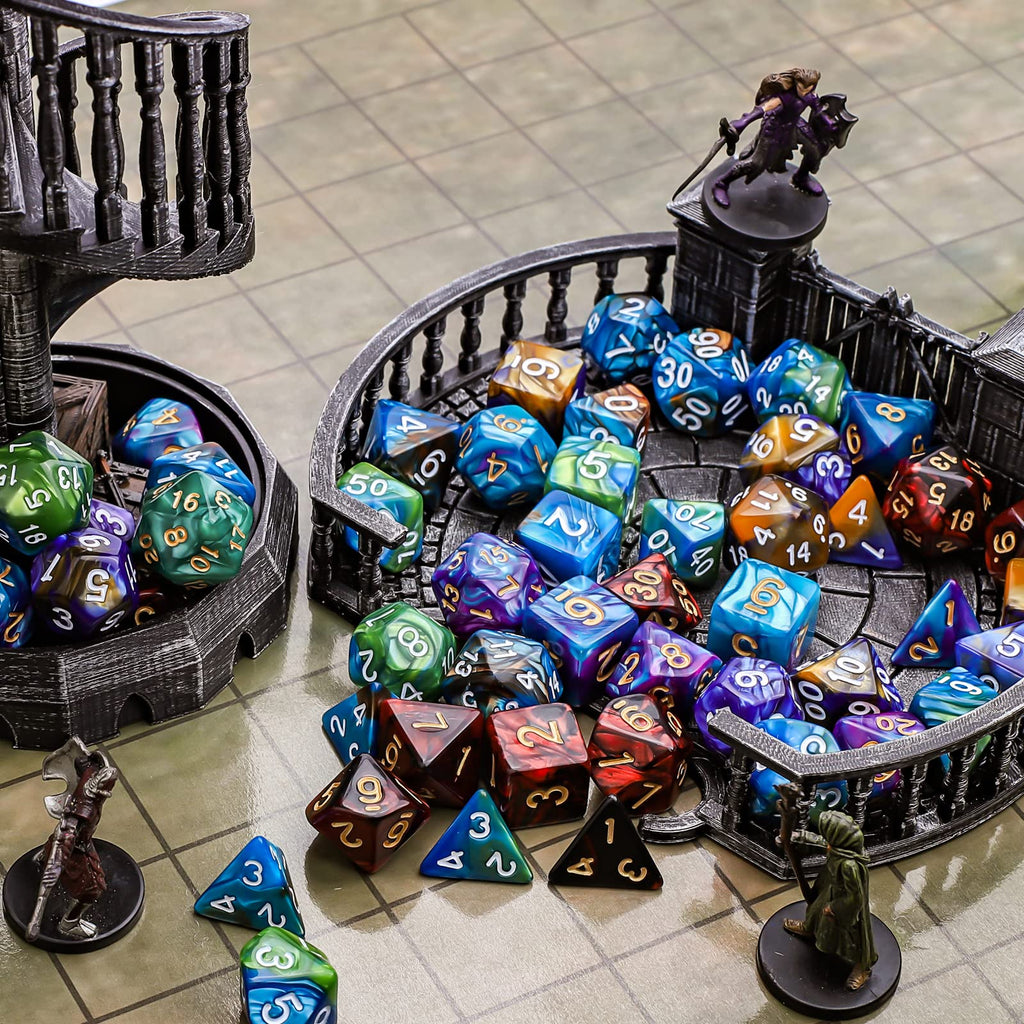 CiaraQ Polyhedral Dice Set - DND Role Playing Dice for Dungeons and Dragons RPG Table Games, Double-Color, 35pcs