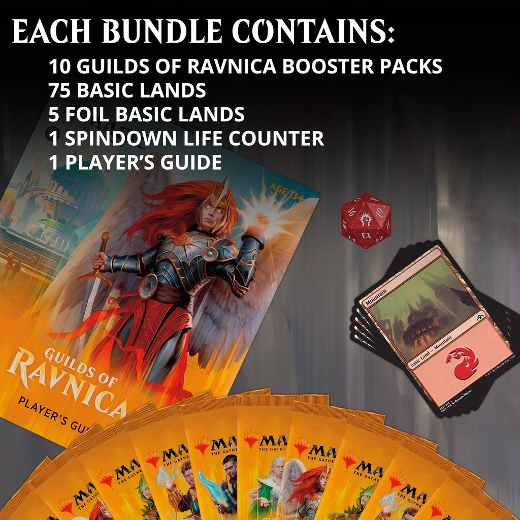 Magic: The Gathering Guilds of Ravnica Bundle | 10 Booster Packs + Land Cards (230 Cards) | Accessories