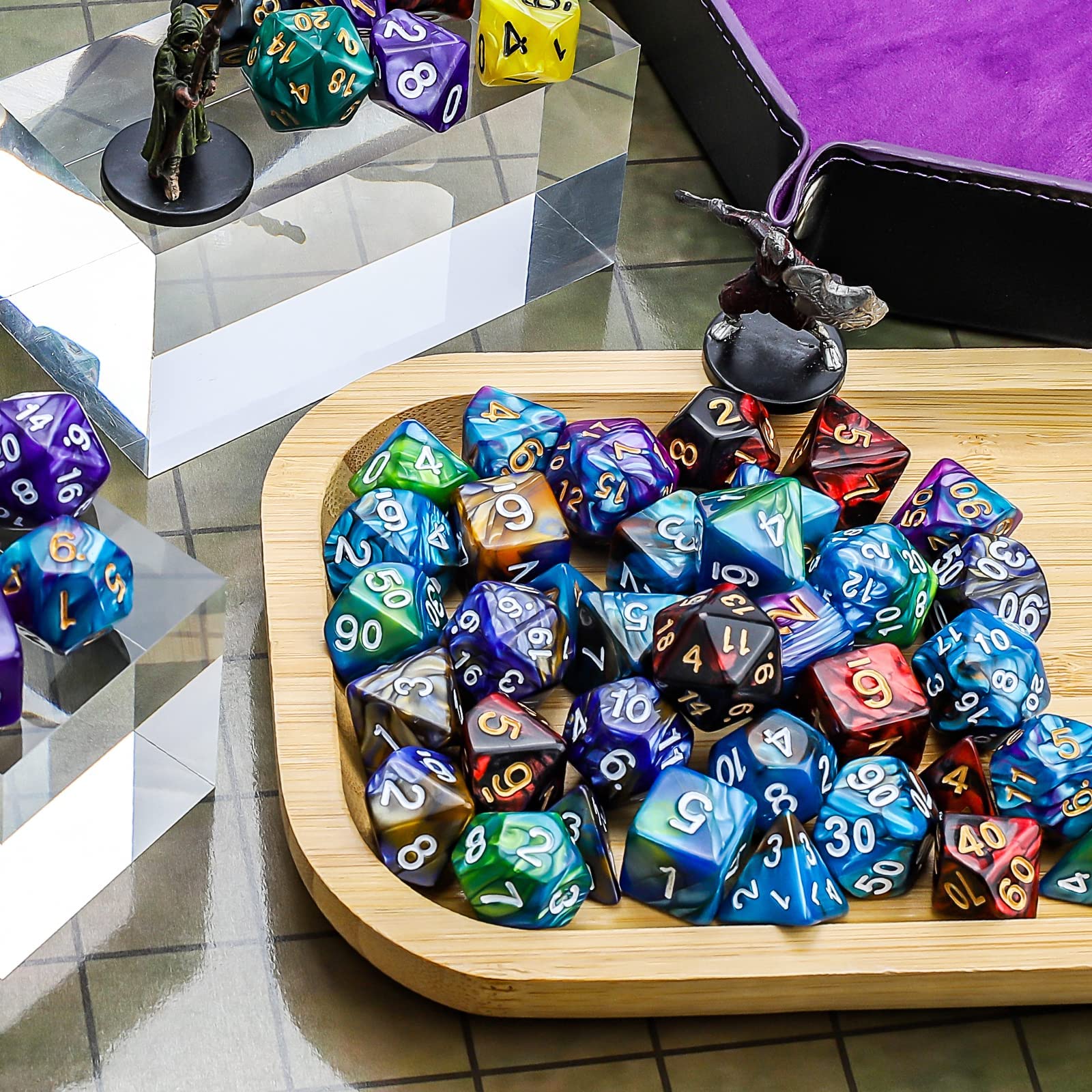 CiaraQ Polyhedral Dice Set - DND Role Playing Dice for Dungeons and Dragons RPG Table Games, Double-Color, 35pcs