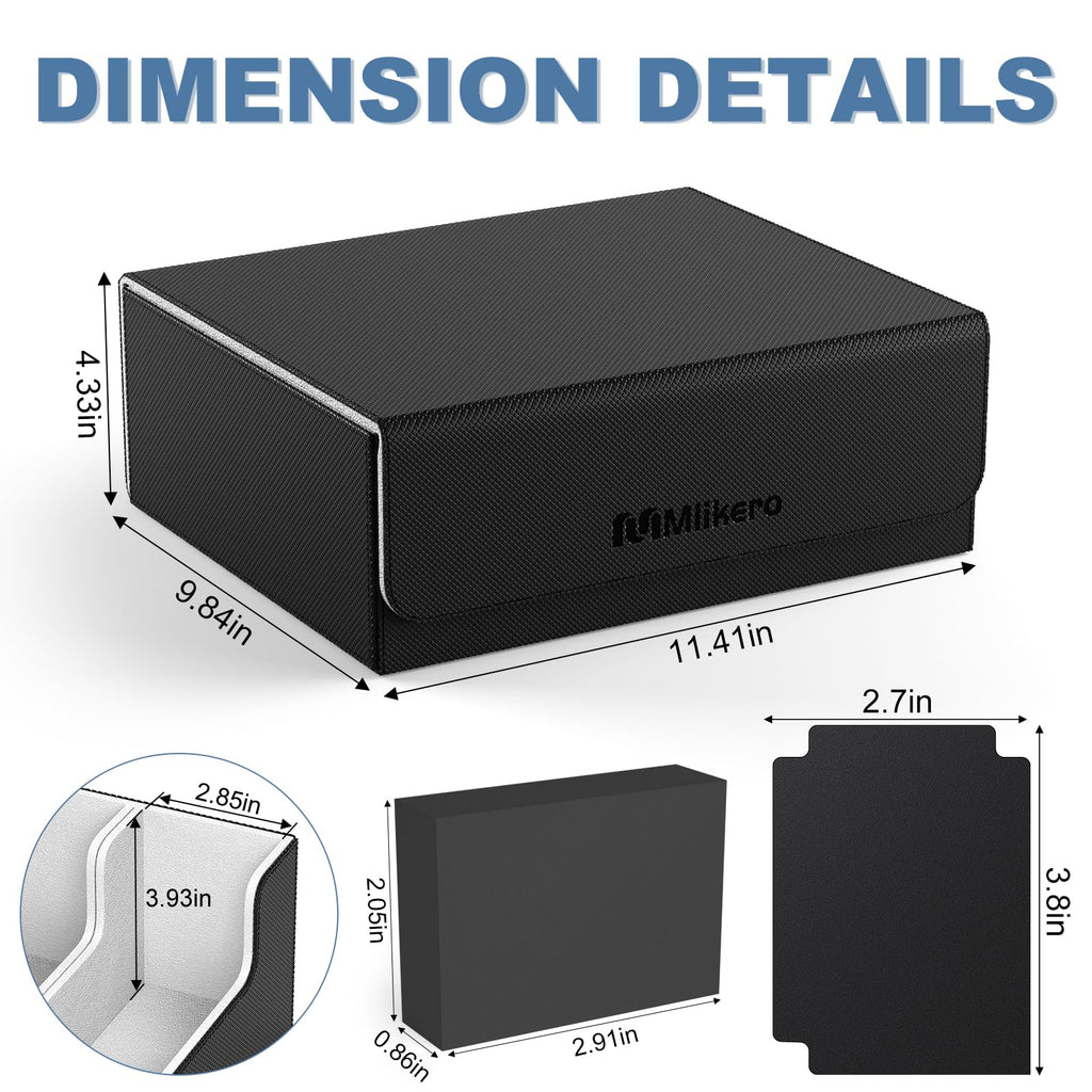 Mlikero Card Deck Case for Trading Cards 1800+, Trading Card Storage Box with 10 Dividers and 3 Foam Stoppers, Leather Magnetic Closure Commander Deck Box Fit for YuGiOh, MTG and Sport Cards