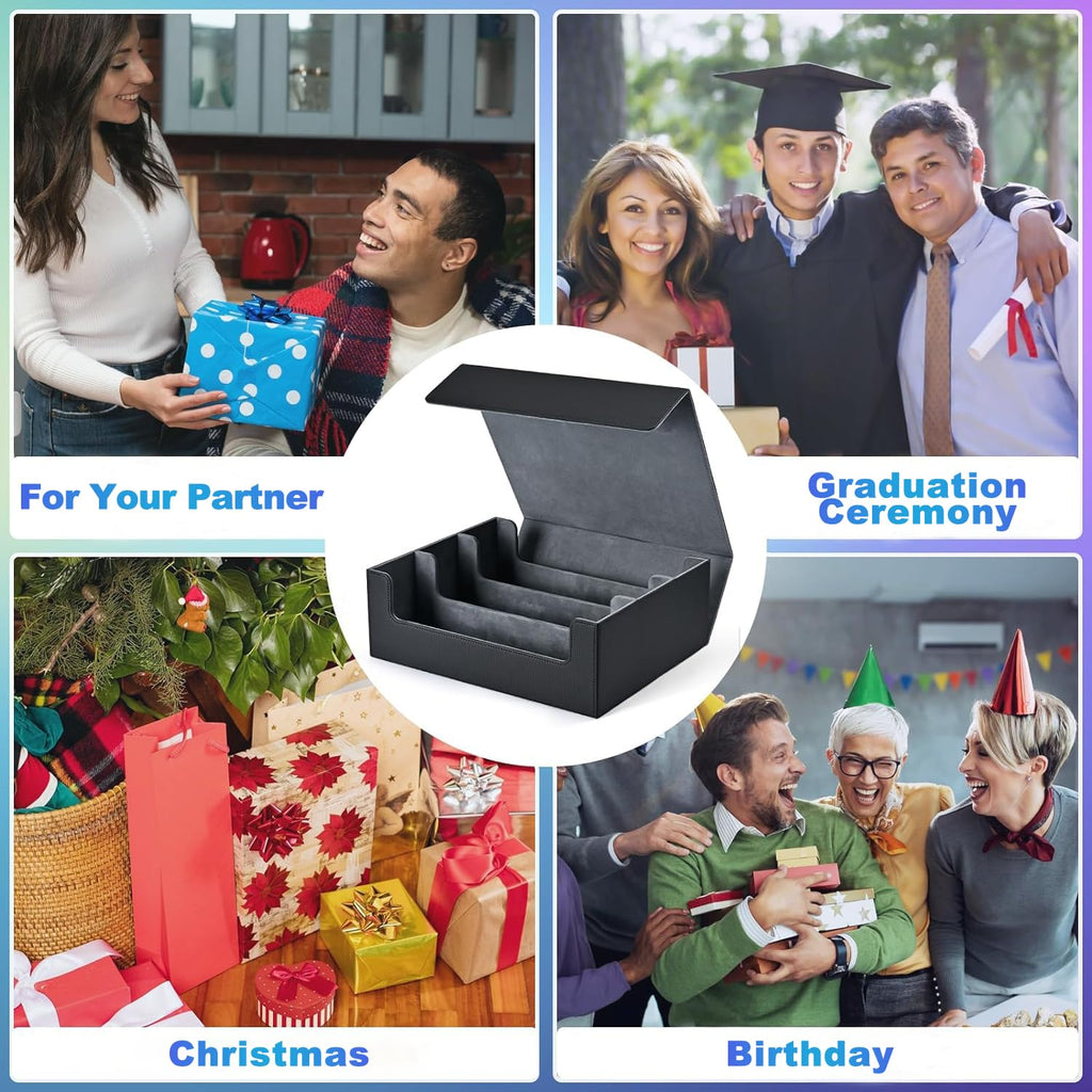 UAONO Card Storage Box for Trading Cards, 1800+ PU Leather Commander Card Deck Case, Magnetic Closure Card Holder Fits for Magic Game Cards (Black)