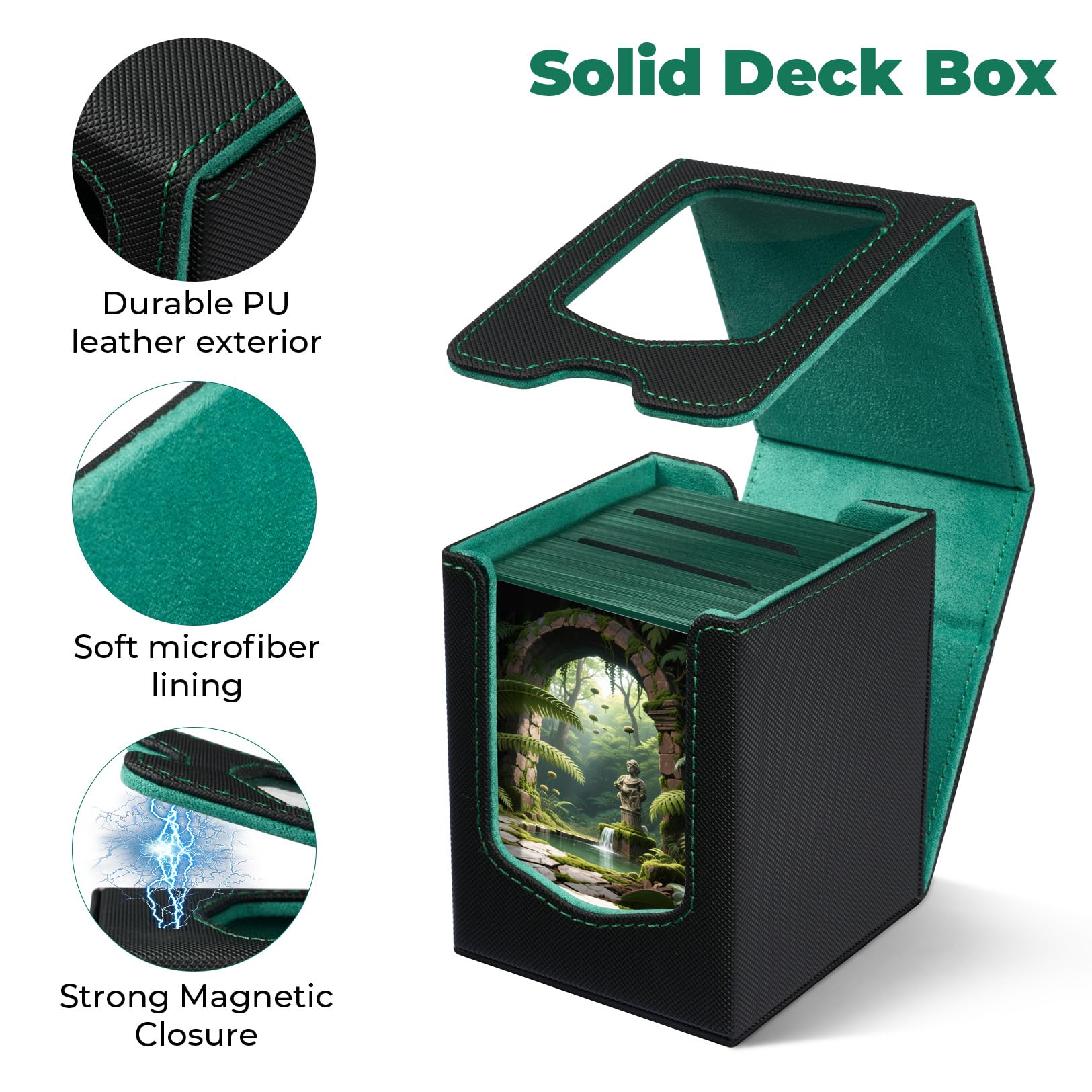 Fabmaker Deck Box Compatible with MTG Commander, (patent Pending) Magnetic Trading Card Storage Box with Commander, Fits 100 Double-Sleeved Cards, Card Box Compatible with Magic the Gathering, Red