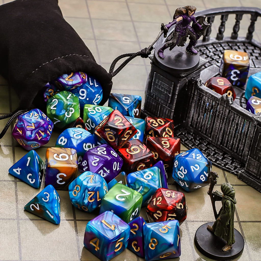 CiaraQ Polyhedral Dice Set - DND Role Playing Dice for Dungeons and Dragons RPG Table Games, Double-Color, 35pcs