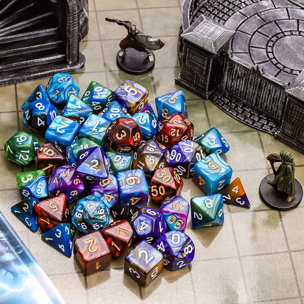 CiaraQ Polyhedral Dice Set - DND Role Playing Dice for Dungeons and Dragons RPG Table Games, Double-Color, 35pcs