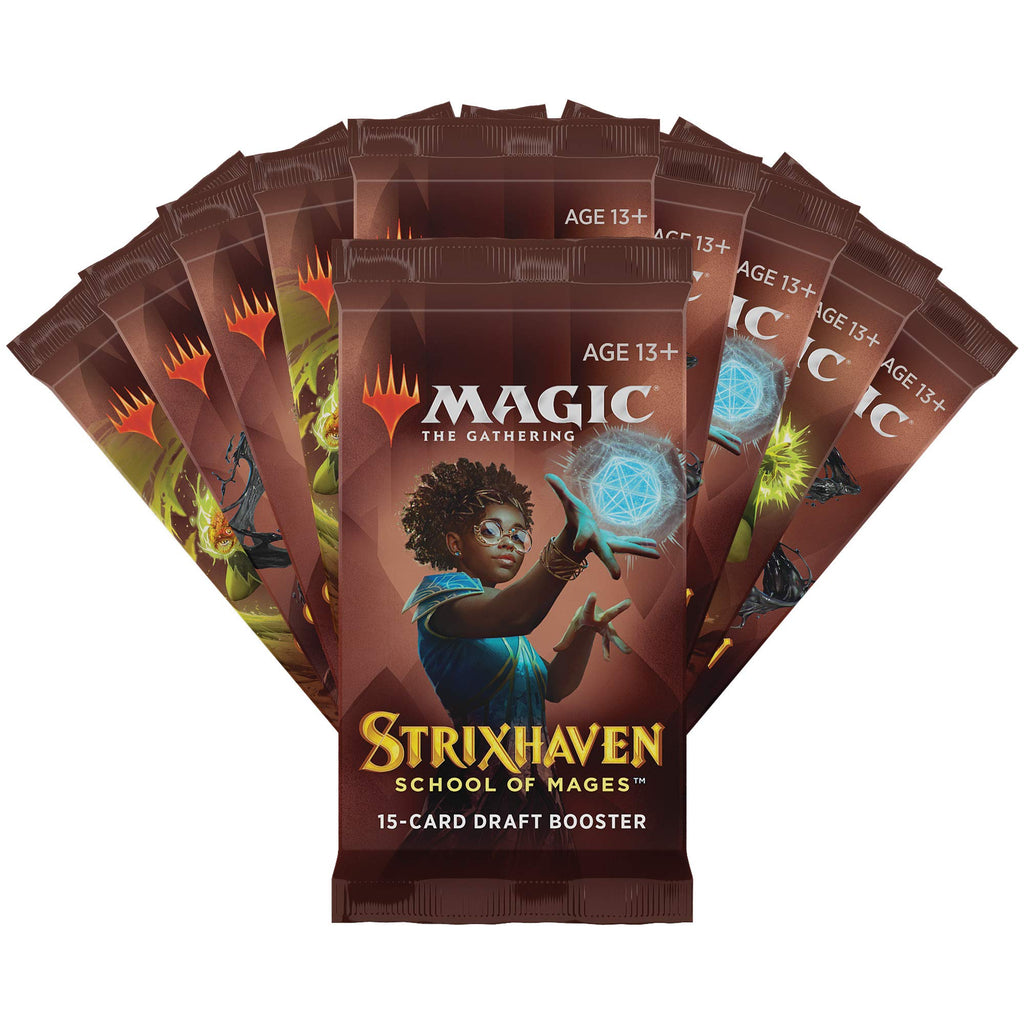 Magic The Gathering Strixhaven Bundle | 10 Draft Boosters (150 Magic Cards) + Accessories, Brown