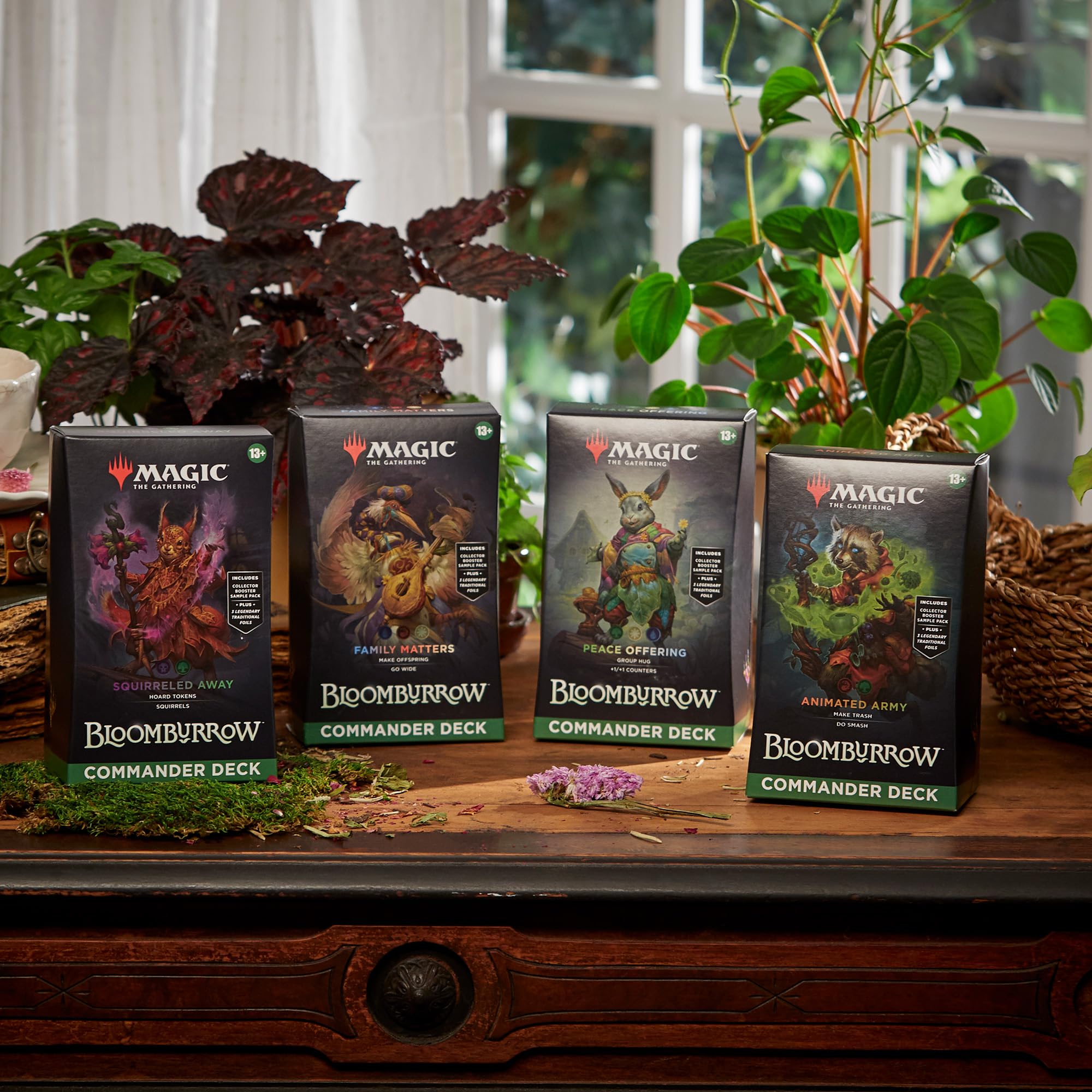 Magic: The Gathering Bloomburrow Commander Deck Bundle - Includes All 4 Decks (Animated Army, Family Matters, Peace Offering, and Squirreled Away)