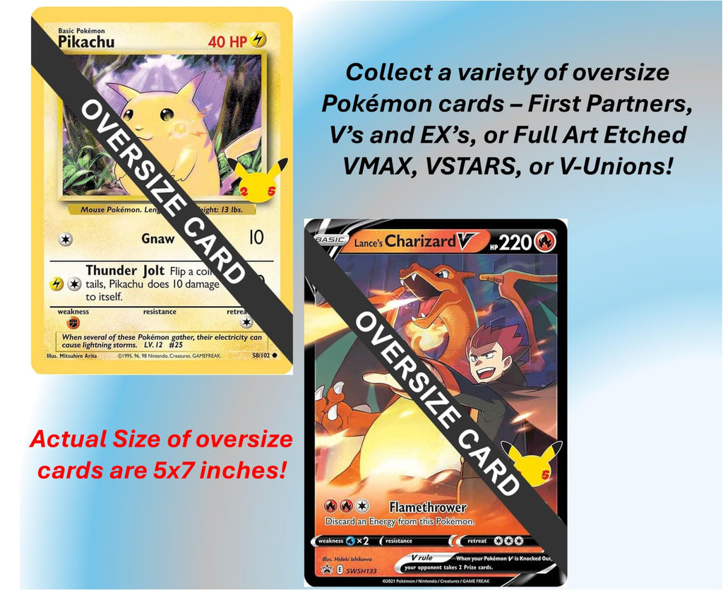 Pokemon - 5 Jumbo Oversize Cards - Random Assortment - No Duplicates - Starters, V, EX, VSTAR, V-Union, Mega, ETC.