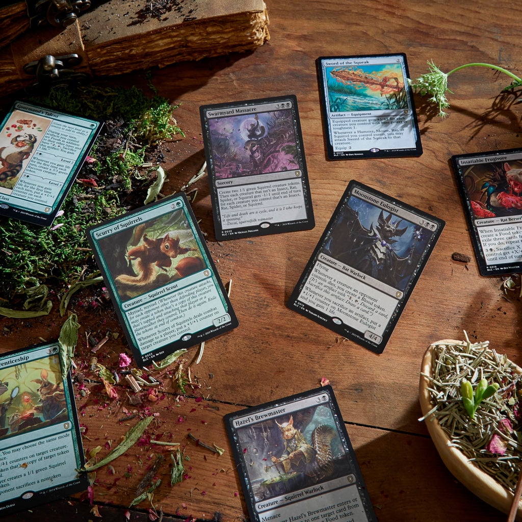 Magic: The Gathering Bloomburrow Commander Deck - Squirreled Away (100-Card Deck, 2-Card Collector Booster Sample Pack + Accessories)