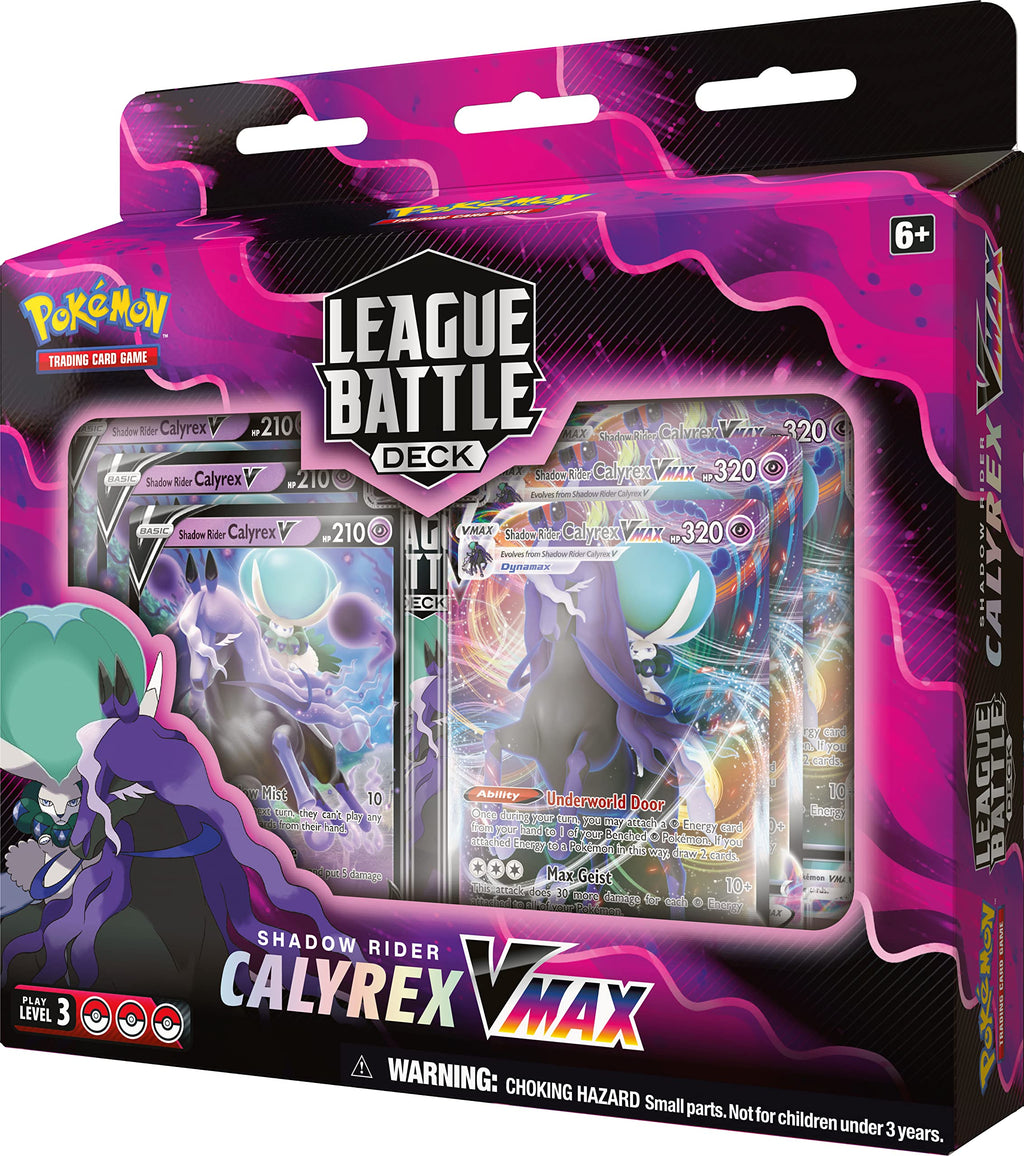 Pokémon TCG: Shadow Rider Calyrex VMAX League Battle Deck (60 Cards Ready to Play Deck, 3 Foil V Cards & 3 Foil VMAX Cards)