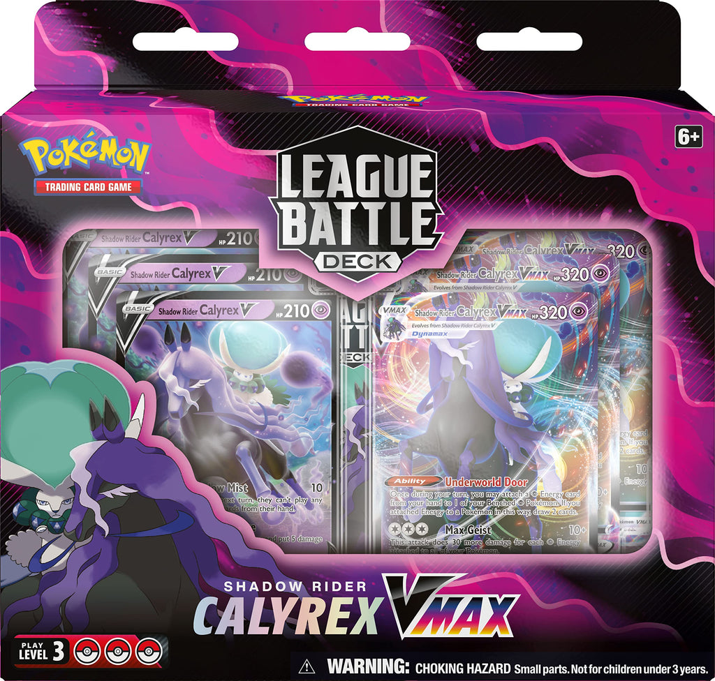Pokémon TCG: Shadow Rider Calyrex VMAX League Battle Deck (60 Cards Ready to Play Deck, 3 Foil V Cards & 3 Foil VMAX Cards)