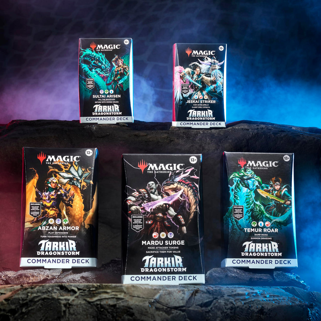 Magic: The Gathering Tarkir: Dragonstorm Commander Deck Bundle - Includes All 5 Decks (Abzan Armor, Jeskai Striker, Sultai Arisen, Mardu Surge, Temur Roar)