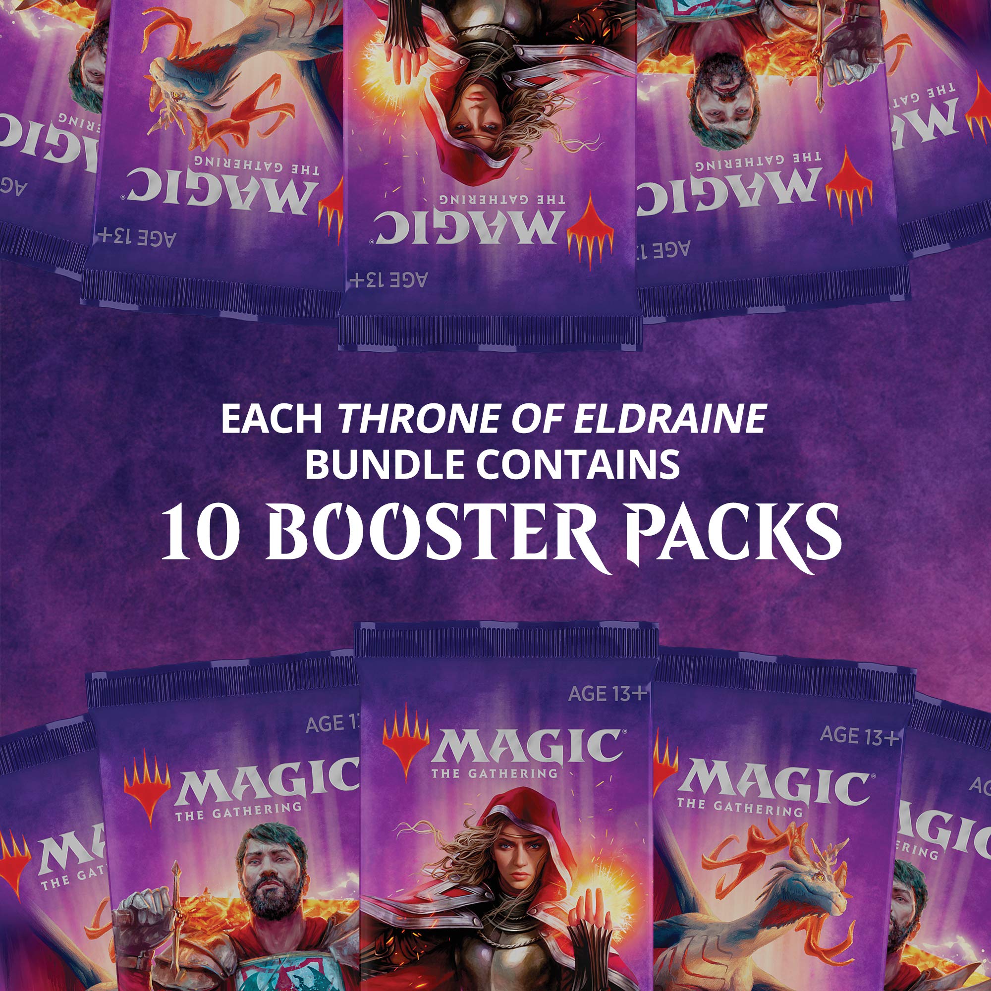 Magic: The Gathering Throne of Eldraine Bundle | 10 Booster Pack (150 Cards) | Accessories