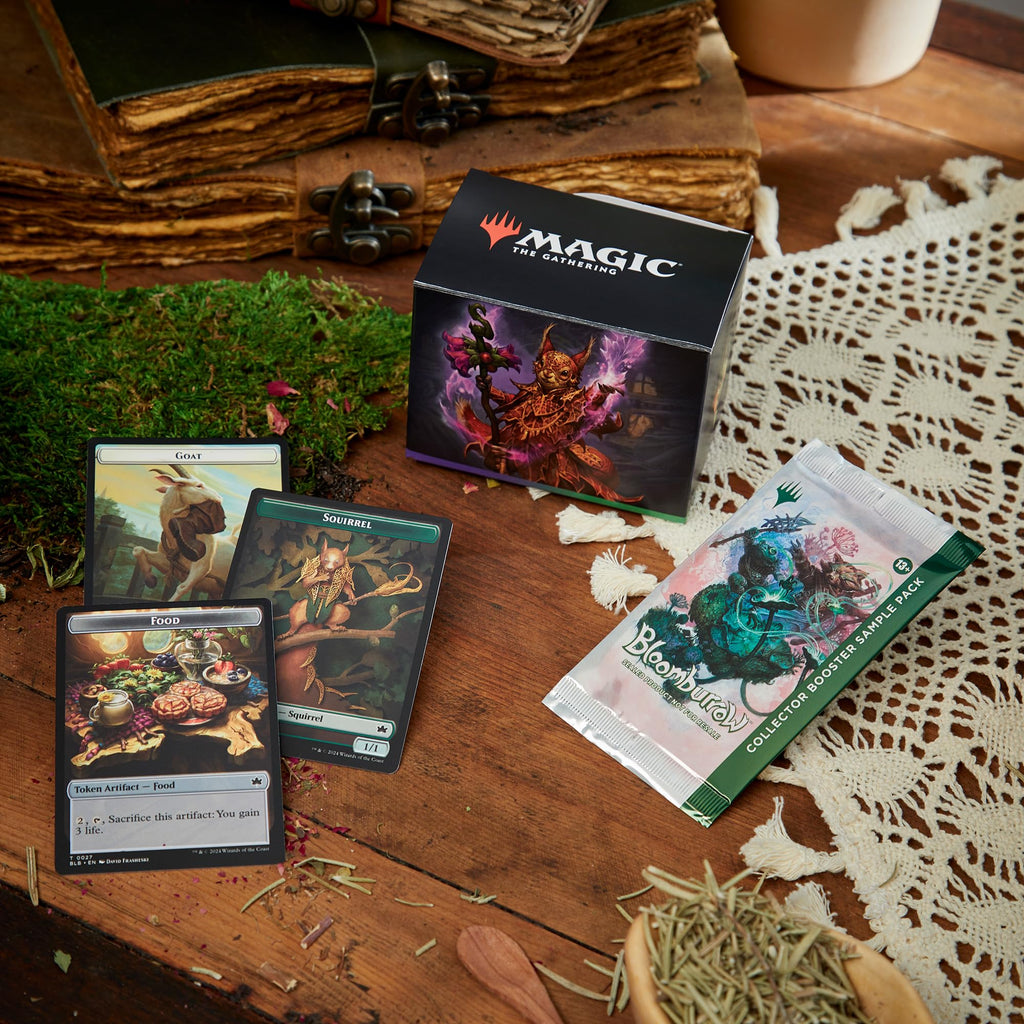 Magic: The Gathering Bloomburrow Commander Deck - Squirreled Away (100-Card Deck, 2-Card Collector Booster Sample Pack + Accessories)
