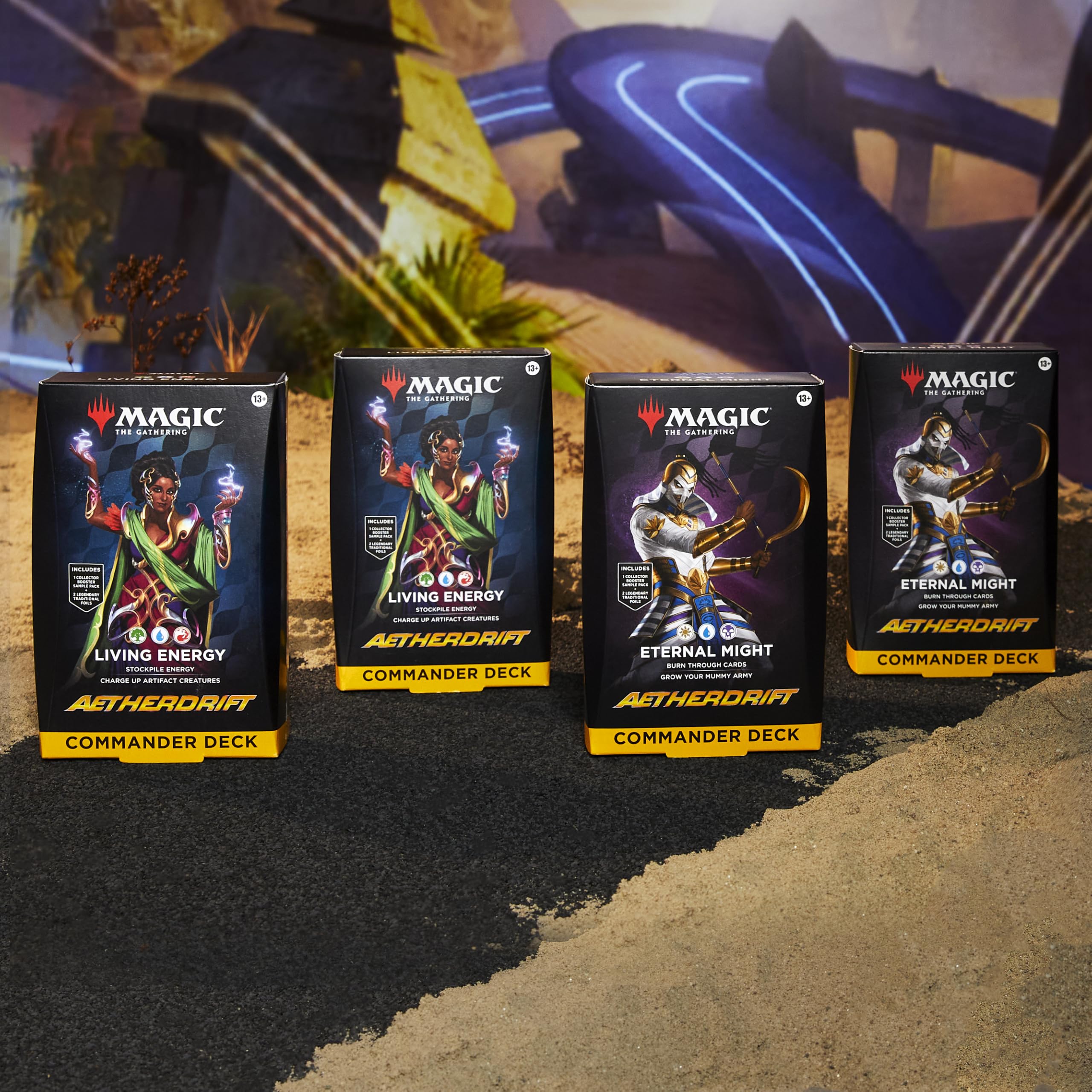 Magic The Gathering Aetherdrift Commander Deck Bundle - 2 of Each Deck (2 Living Energy + 2 Eternal Might)