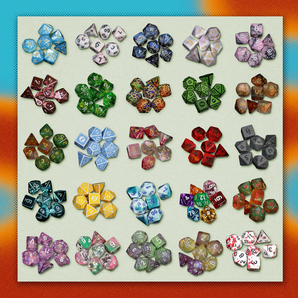 1985 Games Mystery Dice, DND Dice Set of 7 Polyhedral Dice, Wide Range of Patterns, Gaming Dice, Suitable for Role Playing, Table Games (Mystery Pack of 1)