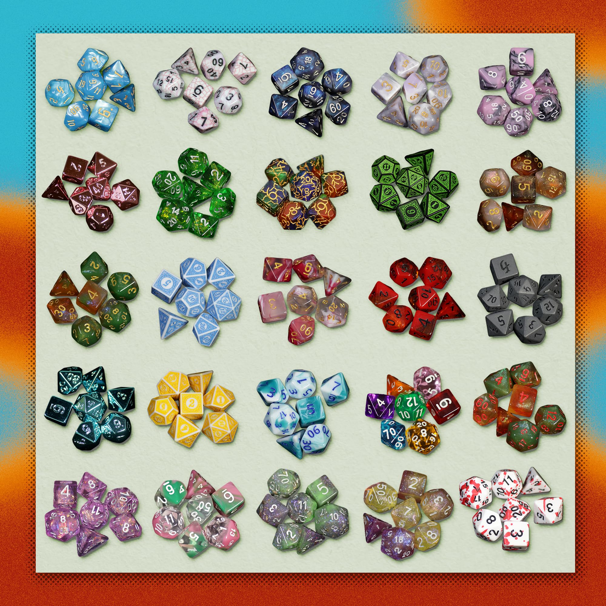 1985 Games Mystery Dice, DND Dice Set of 7 Polyhedral Dice, Wide Range of Patterns, Gaming Dice, Suitable for Role Playing, Table Games (Mystery Pack of 1)